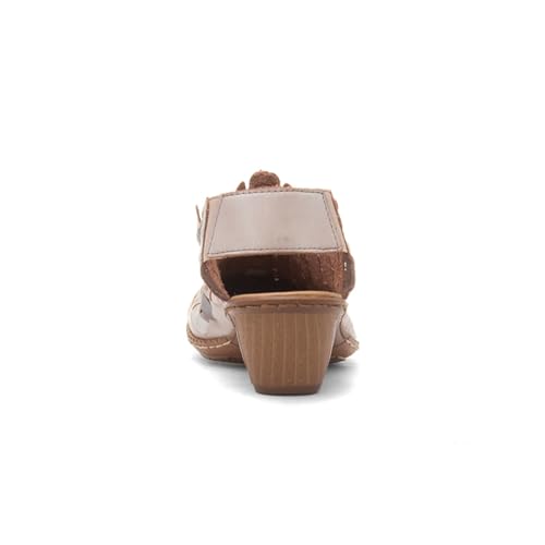 Image of Rieker 46778 Sina Women's Heels - Sling-Backs, Leather Upper, Hand-Woven Design, Anti-Stress Comfort, Flexible Sole, Secure Fit, and Timeless Everyday Style