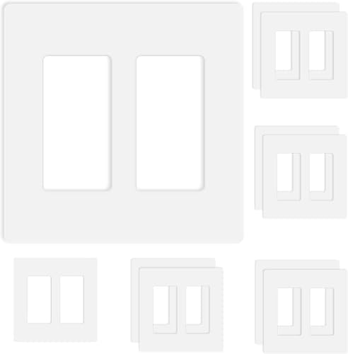 Image of Screwless Decorator Wall Plates 2-Gang Switch Outlet Electrical Cover Plate Unbreakable Thermoplastic Faceplate for Decorative Receptacle Outlet Switch, White (10 Pack)