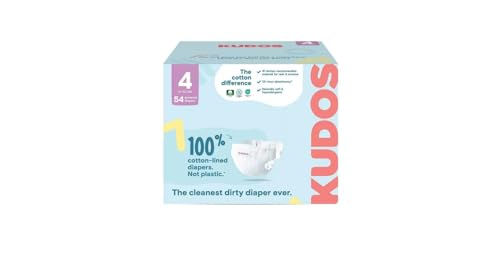 Kudos Premium Disposable Diapers with Coo'tton Lining, Double Absorption Layers, Chlorii'ne-Free, Sustainable-Size 4,ct (Pack of 1)