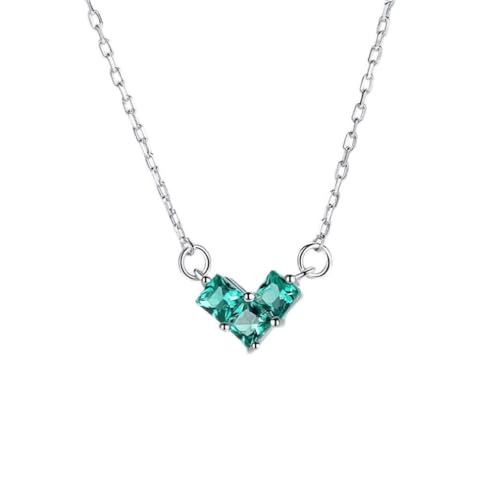 Collares con Colgante de corazón de rubí y Esmeralda para Mujer, joyería de Compromiso de Boda, Plata de Ley 925