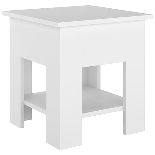 vidaXL Table Basse Table d'Appoint Bout de Canapé Table de Salon Meuble de Salon Salle de Séjour Intérieur 40x40x42 cm Blanc Bois d'Ingénierie
