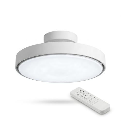 azorex Ventilador de techo sin aspas 56W silencioso con luz LED regulable | Motor DC 6 velocidades | 2 luces | Mando a distancia | Temporizador | Modo invierno/verano | 50 cm (Blanco Elegante)