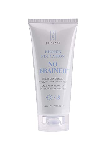 No Brainer Gentle Facial Cleanser, 6 fl. oz, For Dry & Sensitive Skin, Leaves Skin Feeling Clean, Soft and Hydrated, Hydrolyzed Rice Protein & Amino Acids Restores Skin by Higher Education Skincare