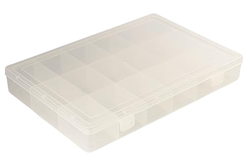 Image of NMII Multipurpose Plastic Storage Box with Partitions | Transparent Organizer with Secure Lid | Ideal for Stationery, Craft Supplies, Tools, and Jewellery, Accessories | Lightweight-(18 Partitions)