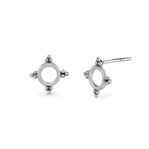 Boma Jewelry Sterling Silver Four Point Open Circle Stud Earrings