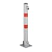 Produktbild Relaxdays Absperrpfosten, klappbar, Stahl, Sperrpfosten Parkplatz, HxBxT: 65 x 15 x 13 cm, Signalstreifen, Silber/rot