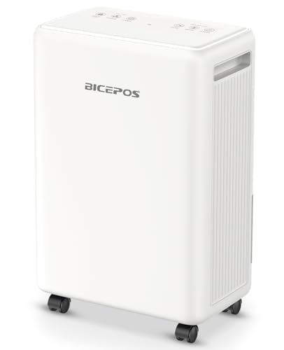 Bicepos 2000 Sq.Ft Dehumidifier for Basement, 30 Pints Dehumidifiers for Home with Drain Hose, 0.52 Gal Water Tank, Intelligent Humidity Control, Auto Shut Off, For Large Rooms and Home?White?