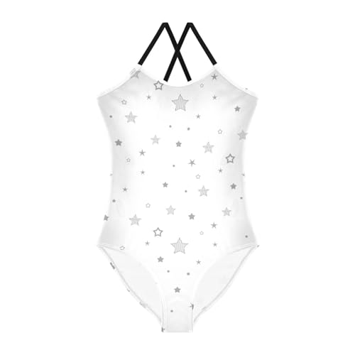 Little Stars on White Swimsuit for Girls 1-Piecing Toddler Girl Bathing Suit Swim Suit for Girls