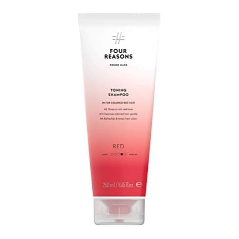 FOUR REASONS Hair Color Shampoo (8 Colors) - Sulfate Free Red Hair Toner - Color Depositing Shampoo for Color Treated Hair, Vegan, 8.45 Fl Oz (Red) Cover