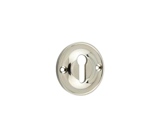 Kooples Hardware 40mm Standard Keyway Escutcheon – Solid Brass Keyhole Cover Plate for Interior & Exterior Doors Classic Lock Trim with Concealed Fixings (Polished Nickel)