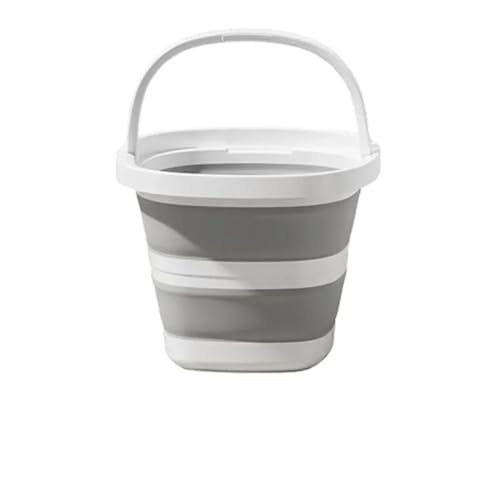 Seau à eau pliable portable 5L gris pour camping et maison - 2