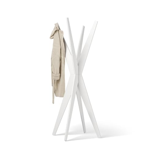 Mobili Fiver, Appendiabiti da terra di Design, Emma Bianco Frassino, Appendiabiti moderno per Camera, Corridoio, Ingresso, Made in Italy