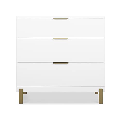 Image of Delta Children Hendrix 3 Drawer Dresser, Bianca White/Bronze