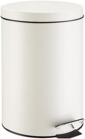 HUSERY 12Liter/3.2 Gallon Step-On Trash Can with Foot Pedal, Removable Inner Buckets, Soft-Close Lid, Hands-Free for Office, Kitchen and Home (Beige)