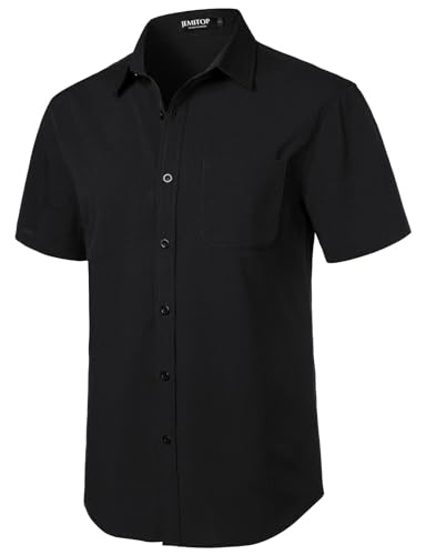 Image of JEMITOP Mens Stretch Wrinkle Free Texture Shirts