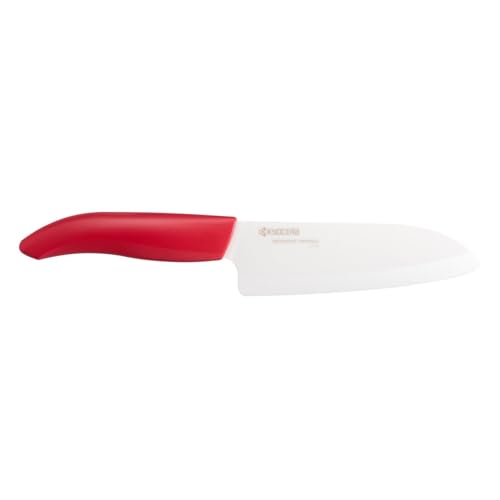 Kyocera Revolution Series Ceramic Santoku, Chef Knife for Your Cooking Needs, 5.5”, Red