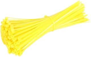 XIRIXX 100 unids/bolsa, 6 colores, 1,9 mm x 100 mm, 1,9 mm x 100 mm, cierre de alambre de nailon autoblocante, bridas para cables, color blanco y negro (amarillo)