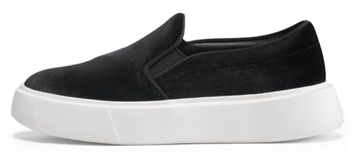 Image of Journey West Women's Fashion Velvet Sneakers with Embroidery Comfortable Slip-On Work Shoes for Women