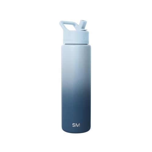 Simple Modern Water Bottle with Straw Lid | Vacuum Insulated Stainless Steel Metal Thermos | Reusable Leak Proof BPA-Free Flask for Sports Gym | Summit Collection | 30oz, Stormy Skies