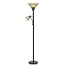 Catalina Lighting 18223-002 Traditional Metal Torchiere Living Room Floor Lamp with Reading Light and Glass Shades, Bronze