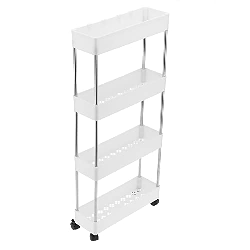 XHTLLO Movable Kitchen and Bathroom Storage Rack, Robust Stainless Steel and Plastic Shelf for Home and Office