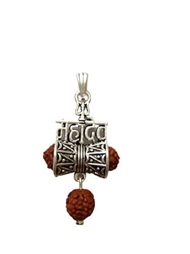 HijetSilver Oxodized Om Damru Rudraksha Mahadev Pendant For Boys And Men's Or Women's For Good Luck Good Wealth Blessings