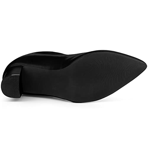 Allegra K Allegra K Women's Pointy Toe Back Zip Block Heel Black Ankle Boots 8 M US
