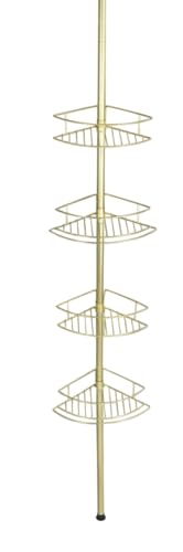 WENKO Etagère de salle de bain télescopique Dolcedo | 4 Paniers de douche d'angle | Fixation sans perçage par torsion réglable en hauteur jusqu'à 2,75m | Acier Inox...