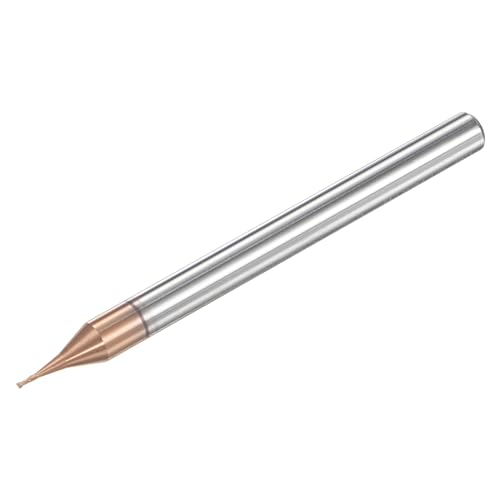 Image of uxcell Square Nose End Mill, 0.6mm Solid Carbide AlTiSin Coated Long Reach CNC Router Bits 2 Flutes Milling Cutter with Extended Neck, 3mm Cutting Length 4mm Shank