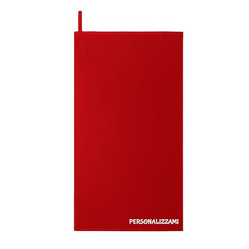 Asciugamano Microfibra Personalizzato con Nome con Elastico, Asciugamano Palestra Leggero Rapida Asciugatura per Panca Palestra Telo Tennis Padel Piscina Asciugamani Bagno da Viaggio (Rosso 70x120cm)