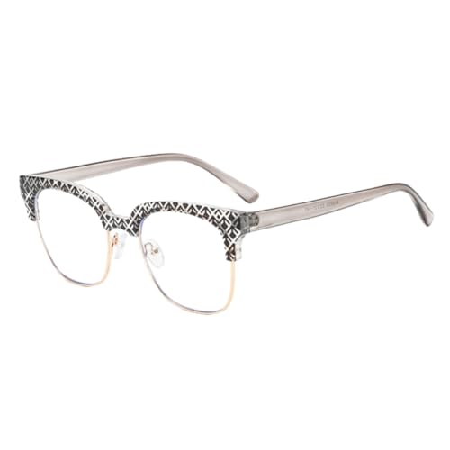 Shiratori Semi-Rimless Metal Stripe Blue Light Blocking Glasses, Anti Blue Light Computer Glasses for Men & Women, Lightweight Retro Eyewear for Gaming, Reading, and Office Use Black