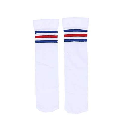 Nimiya Chaussettes de Football Homme Chaussettes Longue Sport Joggings Body Stockings Transparent Sissy Cosplay Travestie Bas Lingerie de Nuit Taille Elastique Blanc&Rouge Bleu Taille unique Cover