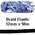 Élastique noir premium 12mm Hemline E12/BLK en rouleau de 50m de qualité supérieure