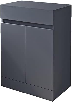Artis Modern Bathroom Floor Standing Vanity Unit Top Board Countertop Without Basin Grey Gloss Soft Close Double Door Storage Cabinet