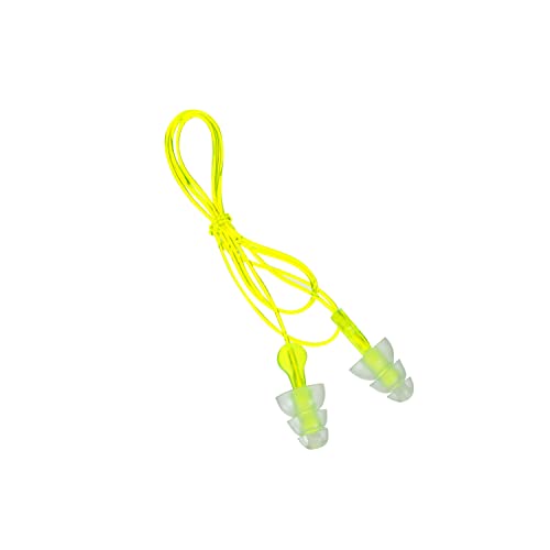 Image of Peltor Sport Tri-Flange Corded Reusable Earplugs, 3 Pair, Noise Reduction Rating (NRR) 26 dB,Comfortable Fit, Ideal for Range,Shooting & Hunting, Washable &Corded, Neon Yellow (97317-10C) (Pack of 2)