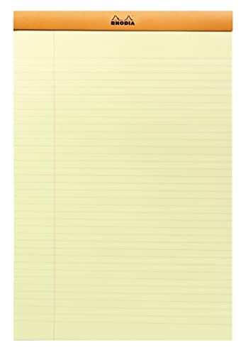 RHODIA 19660C, Stapled Notepad N°19 Orange, A4+, Ruled, 80 Detachable Sheets, Yellow Clairefontaine Paper 80 g/m² - Image 4