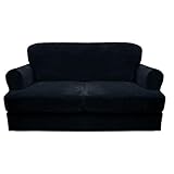 CUCRAF T Cushion Sofa Cover 3 Piece Loveseat Slipcovers, Soft Thick Velvet Couch Cover for Living Room, Washable High Stretch Furniture Protector with 2 Cushion Sofas Slipcover (M, Navy Blue)