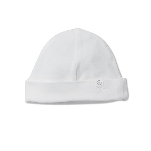 MORI Baby Soft & Gentle Organic Cotton Bamboo Hat in White - Unisex Design - Adjustable Roll-Up Length - Thermoregulating & Breathable - Sun Protection - Durable & Flexible - 0-3 Months