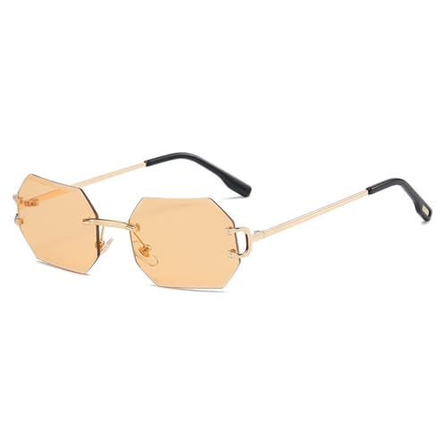 Lunettes de soleil octogonales légères sans monture anti-pression en métal