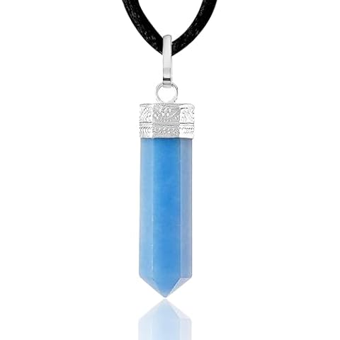 Sugandha Wellness Angelite Healing Crystal Necklace - Brings Inner Peace, Balance & Clarity. Confidence Stone Pendant Cover