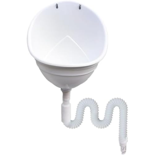 WhiteForest 壁に取り付けられた男性用プラスチック小便器尿ダイバーター、男性用プラスチック小便器、男性用小便器、ポータブル高効率洗浄小便器(排水管付き),シンプルキッズ無水小便器浴室トイレ小便器,屋外建設用仮設小便器 (150cm下水管,ホワイト