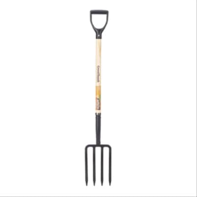 Green Thumb GT-ST219 4-Tine Spading Fork, Wood D-Handle - Quantity 1