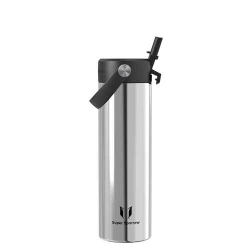 Sparrow Trinkflasche Edelstahl 750ml Thermosflasche mit Strohhalm Deckel – Ansicht 2
