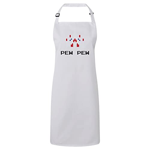 Tablier cuisine blanc 8 bits pour cuisiner sans taches avec style vintage