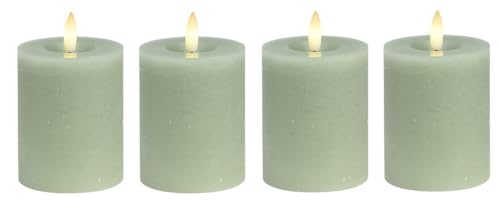 Miss Lovely LED Echtwachskerzen Salbeigrün 4er Set – Ø 7cm x H 9cm...