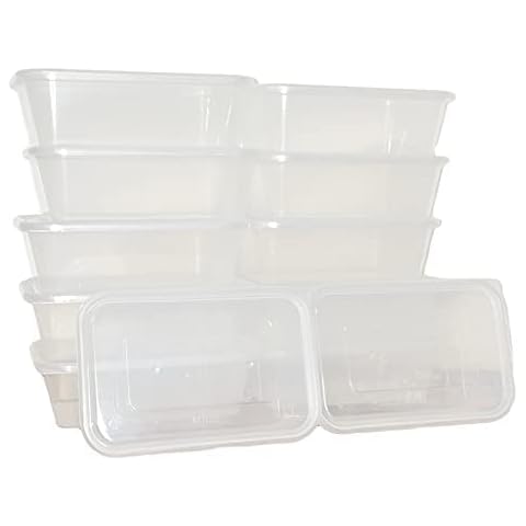 24 Pack Plastic Food Containers with Leak Proof Lids, Rectangular, meal prep, BPA Free, Microwave and Freezer Safe, Recyclable, 650 ml (500, Rectangular, 12, HP-04) (500, Rectangular, 24, M-129) Cover