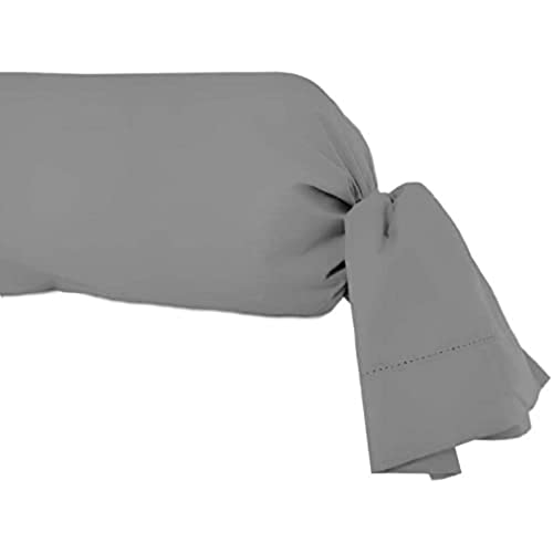 Soleil d'ocre, Percale Taie de traversin, Coton, Gris, 85x185 cm
