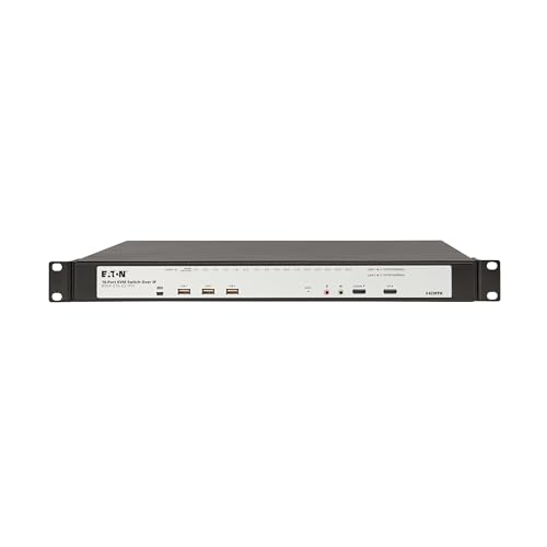 Image of Eaton 16-Port Rack KVM Over IP Switch, Cat5 /Cat5e, Virtual Media Connection, 2 Remote /1 Local User, Free Software, VGA or HDMI KVM, 1U Rackmount, TAA Compliant, 3-Year Warranty (B064-016-02-IPH)