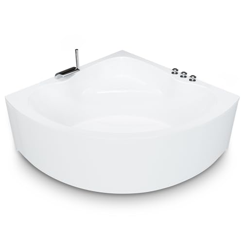 Aquade Acryl Eckbadewanne 150x150 Modell: Koblenz - Weiß Badewanne Komplettset 150x150 - Badewannen Mit Wannenträger + Schürze + Wannenrandarmatur