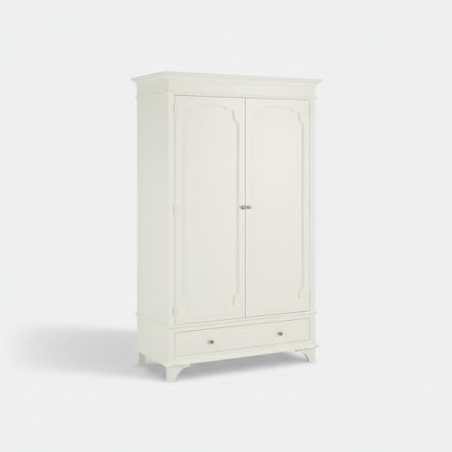 Image of APRODZ Wooden Wardrobe for Bedroom | 2 Door Engineer Wood Wardrobe with 1 Drawer | Wardrobe for Storage, Engineering Wood Clothes Cupboard & Wooden Almirah | Space Saving Wooden Cabinet Storage, White
